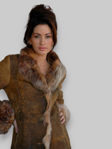 Tan Embossed Shearling Jacket -Medium