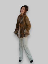 Tan Embossed Shearling Jacket -Medium