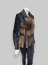 Black Zipper Calf & Lamb Jacket -Large