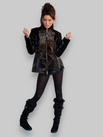 Black Zipper Calf & Lamb Jacket -Large