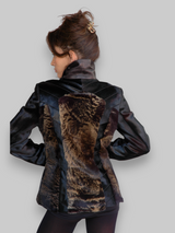 Black Zipper Calf & Lamb Jacket -Large