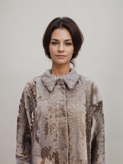 DiBello Natural Tan Swakara Lamb 7/8 Coat -Size 38