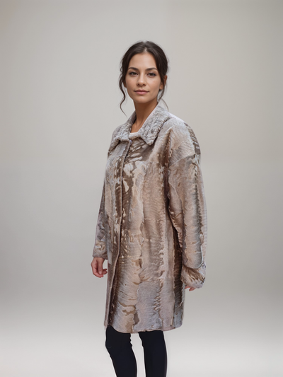 DiBello Natural Tan Swakara Lamb 7/8 Coat -Size 38