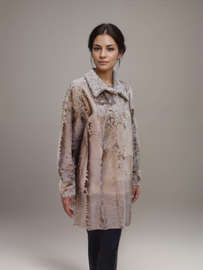 DiBello Natural Tan Swakara Lamb 7/8 Coat -Size 38
