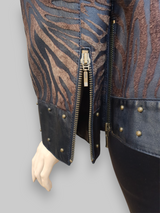 Etched Studded Trim Goat & Leather Jacket -Small