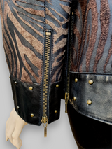 Etched Studded Trim Goat & Leather Jacket -Small