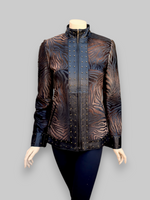 Etched Studded Trim Goat & Leather Jacket -Small