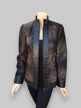Etched Studded Trim Goat & Leather Jacket -Small