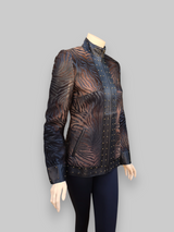 Etched Studded Trim Goat & Leather Jacket -Small