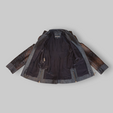 Etched Studded Trim Goat & Leather Jacket -Small