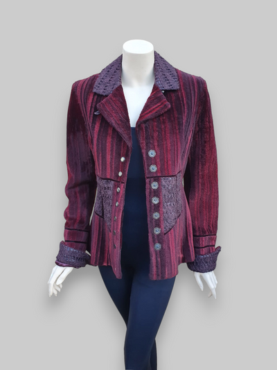 Burgundy Knit & Leather Treatment Shearling Jacket -Medium