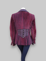 Burgundy Knit & Leather Treatment Shearling Jacket -Medium