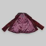 Burgundy Knit & Leather Treatment Shearling Jacket -Medium