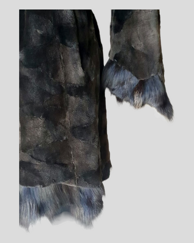 Brown Sheared Mink Sections w/ Brown Dyed Fox Coat -Medium