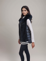 Black Curly Lamb Vest -Small