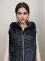 Black Curly Lamb Vest -Small