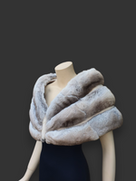 Beige Chinchilla w/ Beige Mink Insert Stole -One Size