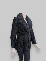 Black Russian Broadtail Lamb w/ Kalgan Lamb Collar Jacket -Small