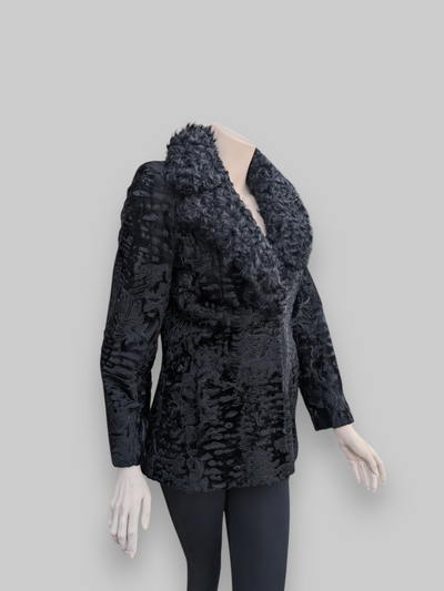 Black Russian Broadtail Lamb w/ Kalgan Lamb Collar Jacket -Small