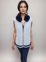 Beige Curly Lamb Vest -Small