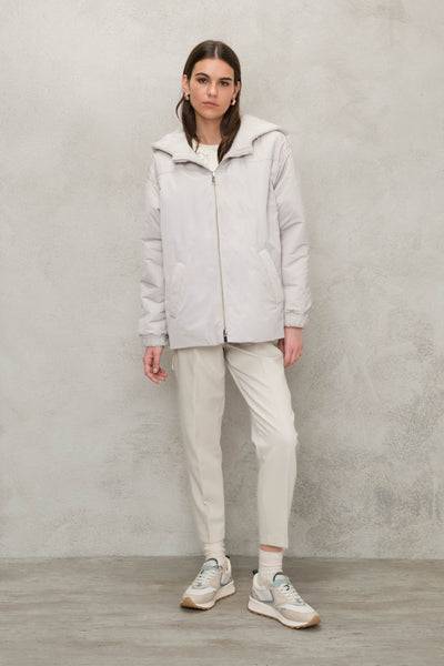 "Suprema" Sand Merino Shearling Jacket w/ Reversible Raincoat - Size 44