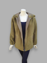 "Suprema" Senape Merino Shearling Jacket w/ Reversible Raincoat - Size 42