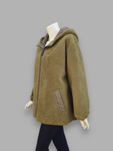 "Suprema" Senape Merino Shearling Jacket w/ Reversible Raincoat - Size 42