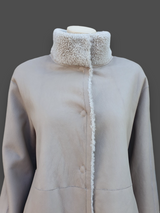 "Suprema" Sand Merino Shearling Jacket w/ Reversible Leather - Size 44