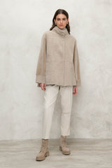 "Suprema" Sand Merino Shearling Jacket w/ Reversible Leather - Size 44