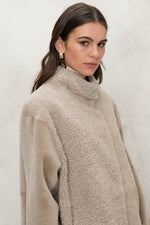 "Suprema" Sand Merino Shearling Jacket w/ Reversible Leather - Size 44