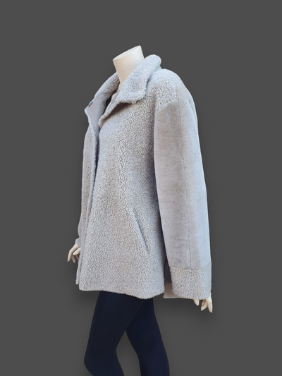"Suprema" Sand Merino Shearling Jacket w/ Reversible Leather - Size 44