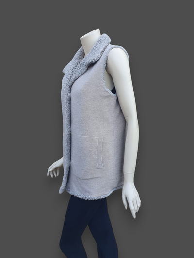 "Suprema" Sand Merino Shearling Vest w/ Reversible Cashmere - Size 42