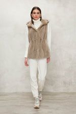 "Suprema" Sand Merino Shearling Vest w/ Reversible Cashmere - Size 42