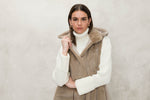 "Suprema" Sand Merino Shearling Vest w/ Reversible Cashmere - Size 42