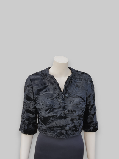 Black Russian Broadtail Paws Bolero Jacket -Small