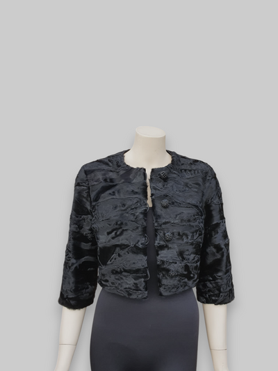 Black Russian Broadtail Paws Bolero Jacket -Small