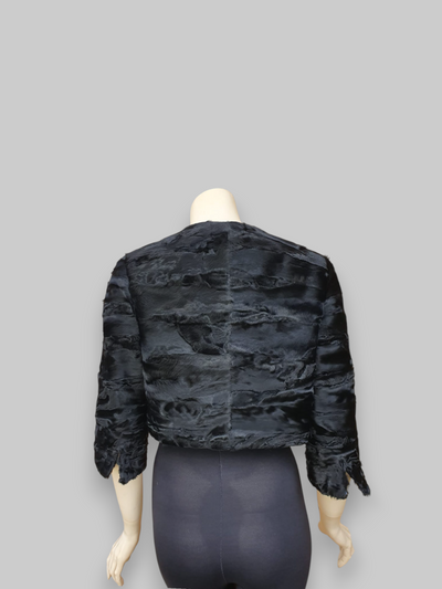Black Russian Broadtail Paws Bolero Jacket -Small