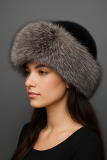 Black Mink w/ Indigo Fox Trim Hat