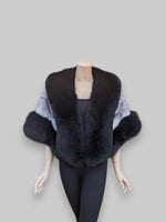 Black Cross Mink & Black Fox Cape -One Size