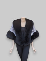 Black Cross Mink & Black Fox Cape -One Size