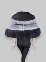 Black Cross Mink & Black Fox Cape -One Size