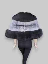 Black Cross Mink & Black Fox Cape -One Size