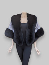 Black Cross Mink & Black Fox Cape -One Size