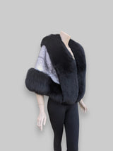 Black Cross Mink & Black Fox Cape -One Size