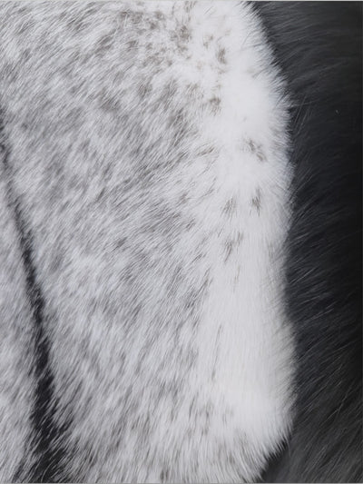 Black Cross Mink & Black Fox Cape -One Size