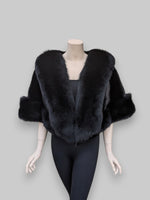 Black Mink & Black Fox Cape -One Size