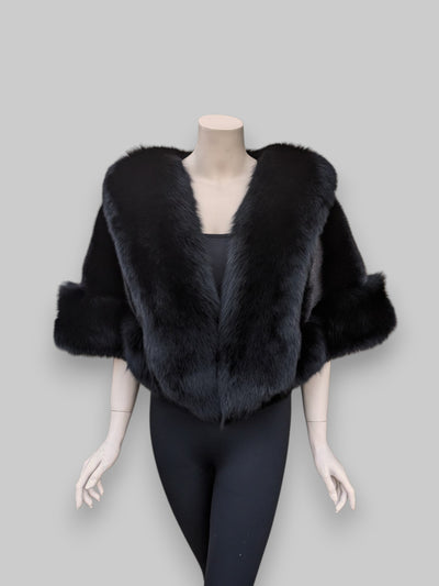 Black Mink & Black Fox Cape -One Size
