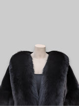 Black Mink & Black Fox Cape -One Size