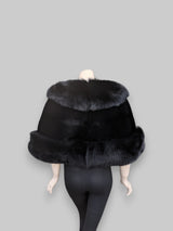 Black Mink & Black Fox Cape -One Size