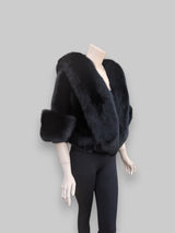 Black Mink & Black Fox Cape -One Size